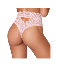 String dentelle taille haute rose - DG1477PNK